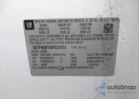 2011 Cadillac Srx Luxury Collection from USA, damaged, VIN 3GYFNDEYXBS526353